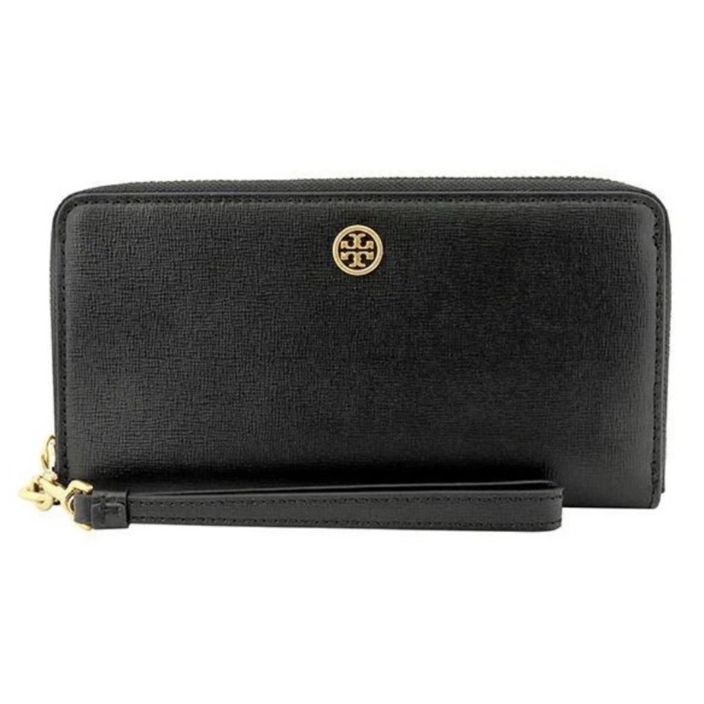 Tory Burch Black Wallet with Gold Accents